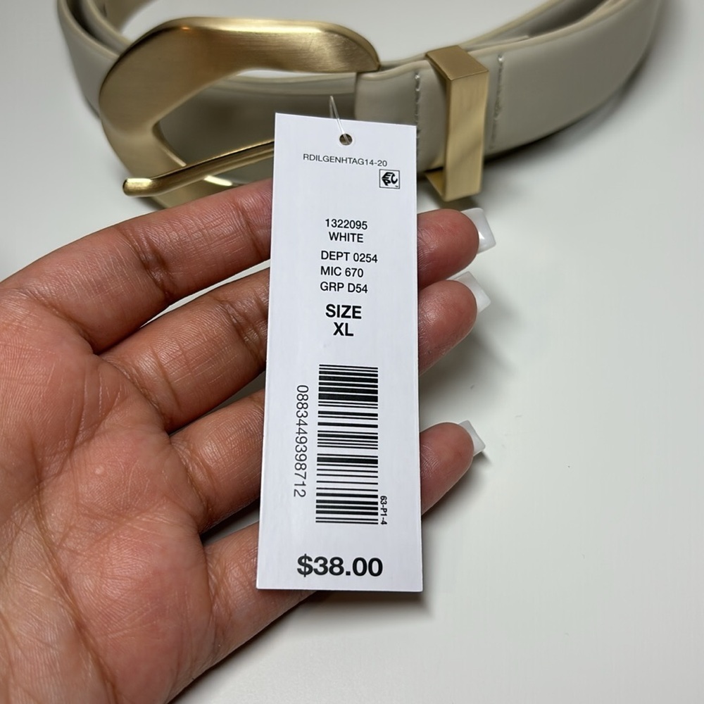 Dillards White Belt With Gold Buckle | Sz XL | NWT - Picture 5 of 7